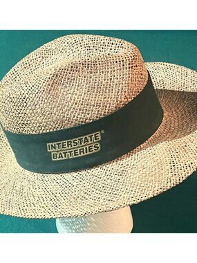 Vintage Interstate Batteries Straw Golf Hat Adult XL